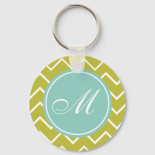 Porte-clés Monogramme - Porte - clé Chevron bleu et vert