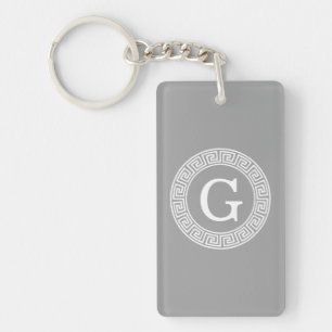 Porte-clés Monogramme principal grec blanc gris-foncé