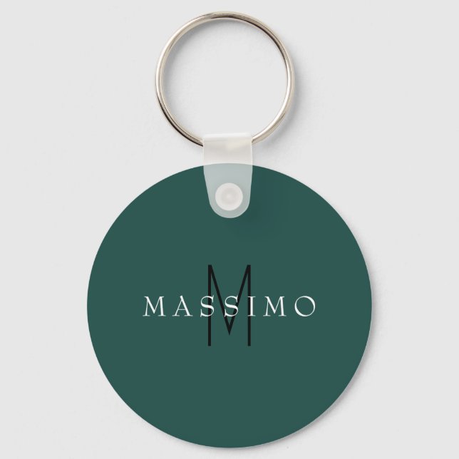 Porte-clés Monogramme Professionnel Gris Bleu Votre Nom (Recto)