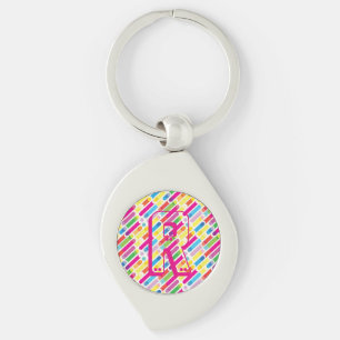 Porte-clés Monogramme Rainbow Diagonal Lines Motif Pop Art