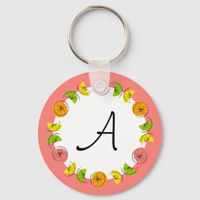 Porte-clés Monogramme rose arc-en-cercle à double face (Recto)
