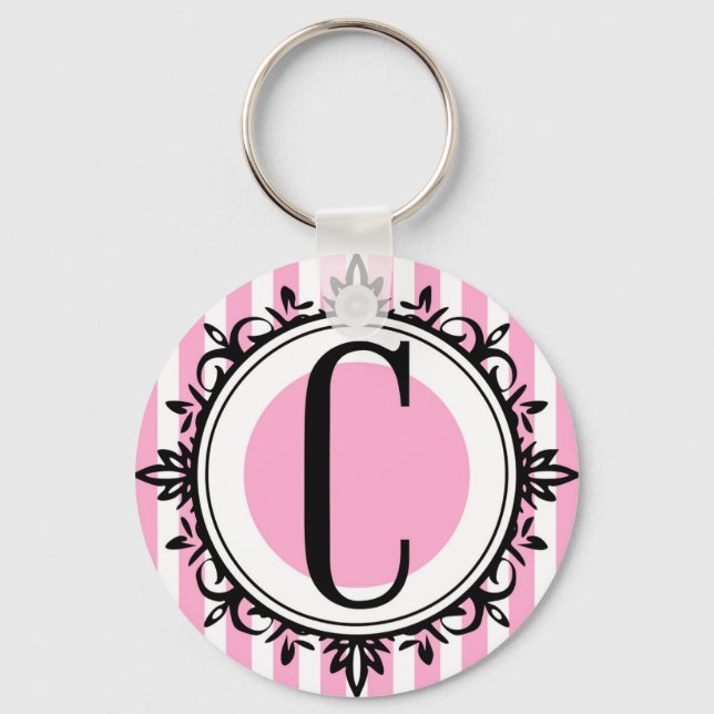 Porte-clés monogramme rose 'C' (Recto)