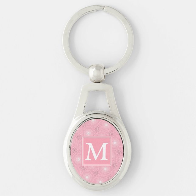 Porte-clés Monogramme rose cercles motif (Devant)