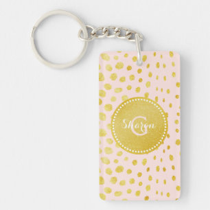 Porte-clés Monogramme rose chic d'impression de guépard de