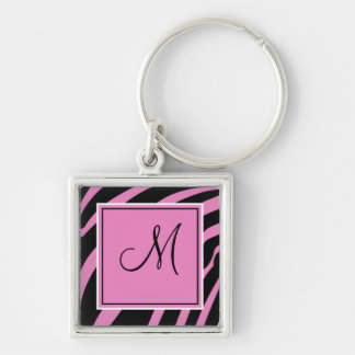 Porte-clés Monogramme rose et noir Zebra Porte - clé d'impres