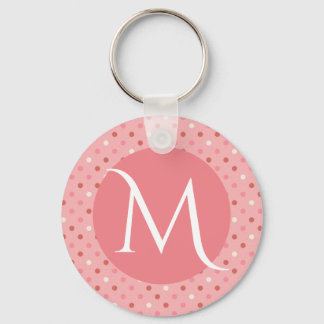 Porte-clés Monogramme rose mignon moderne à pois