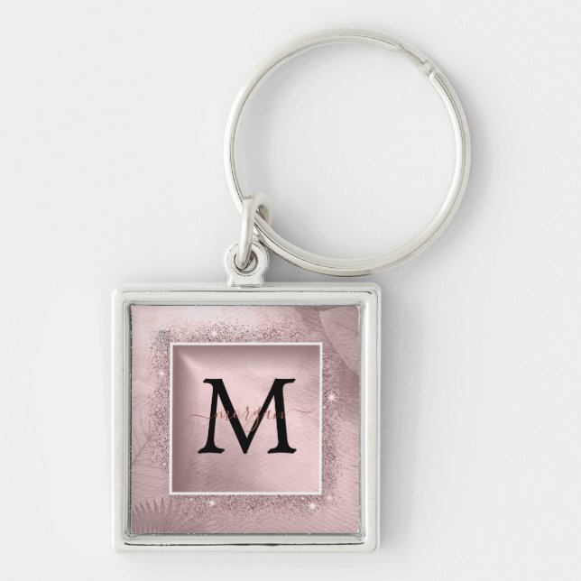 Porte-clés Monogramme rose Parties scintillant or (Devant)