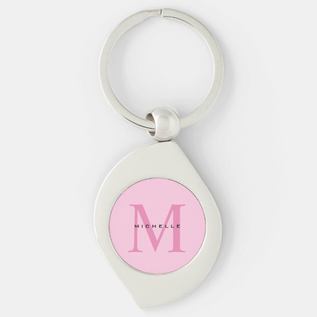 Porte-clés Monogramme Rose Votre Nom Cadeau Spécial Bien-Aimé (Devant)