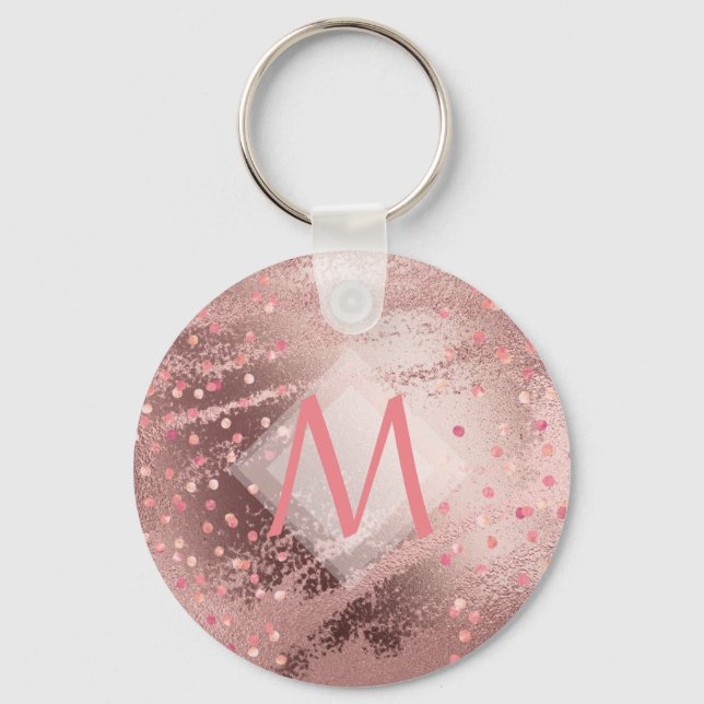 Porte-clés Monogramme ROSEGOLD Métallurgie Foil Confetti Look (Recto)