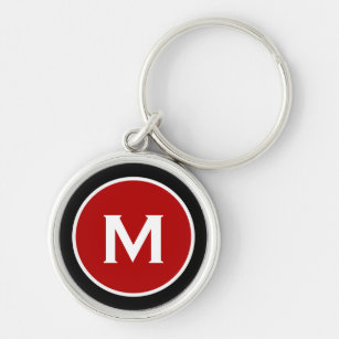 Porte-clés Monogramme rouge classique moderne