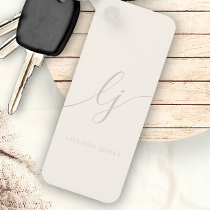 Porte-clés Monogramme Script calligraphie minimaliste rose iv