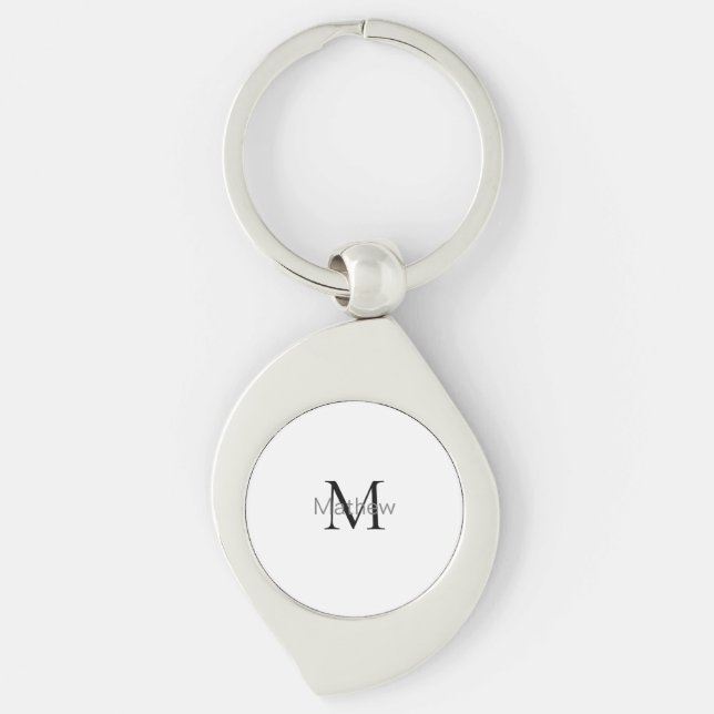 Porte-clés monogramme simple de lettre initiale ajoutez votre (Devant)