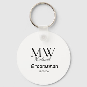 Porte-clés monogramme simple personnalisé nom garçon d'honneu
