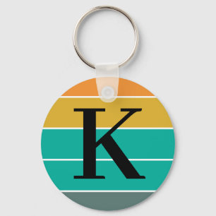 Porte-clés Monogramme Vagues Rétro Personnalisé