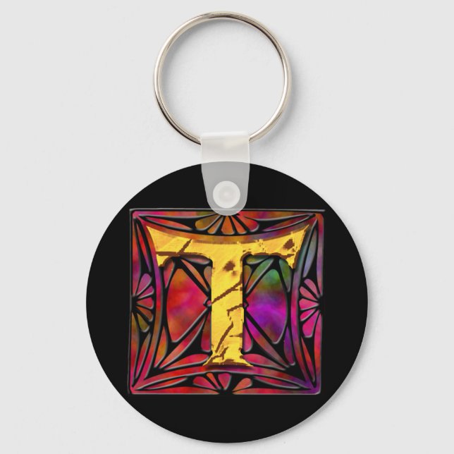 Porte-clés Monogramme : Verre Inoxydable T (Recto)