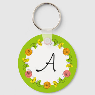 Porte-clés Monogramme vert Cercle Citrus double face