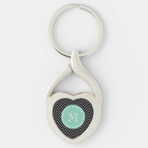 Porte-clés Monogramme vert en bon état noir du motif de