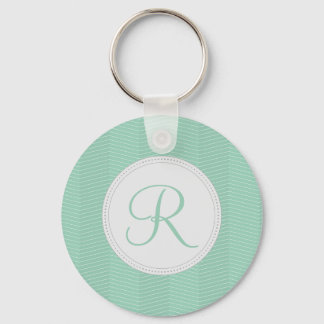 Porte-clés Monogramme vert menthe mince Chevron Motif