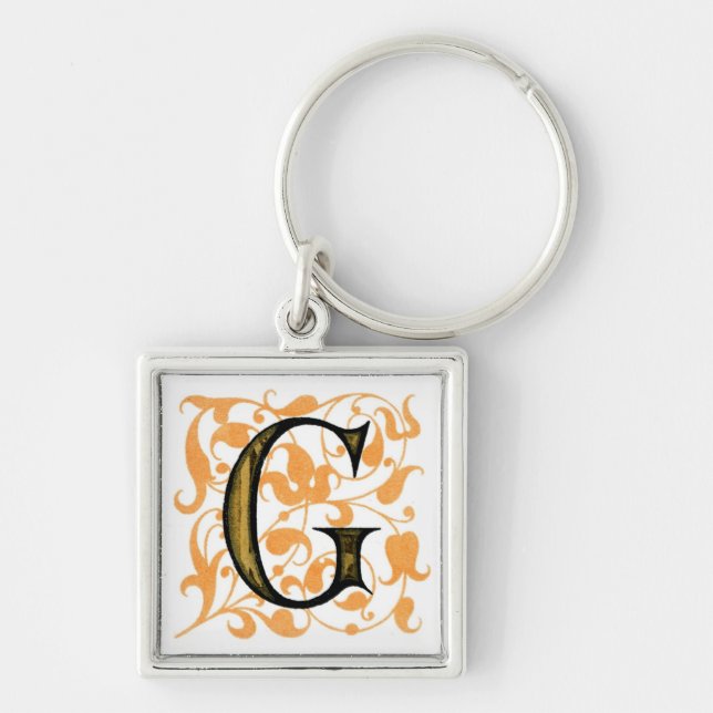 Porte-clés Monogramme vintage de fantaisie 'G (Devant)