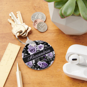 Porte-clés Monogramme Vintage Rose Lavande et Grise