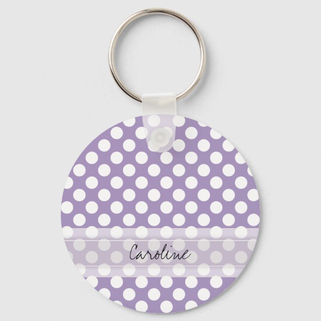 Porte-clés Monogramme violet blanc tendance Motif de point Po (Recto)