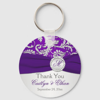 Porte-clés Monogrammé violet, mariage argenté Favoriser Porte