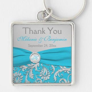 Porte-clés Monogrammed Blue, mariage argenté Favoriser le Por