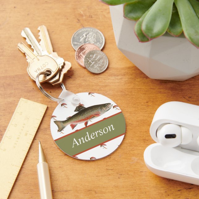 Porte-clés Monogrammed Fishermen Fly Fishing Brook Trout (Bureau)