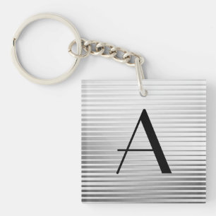 Porte-clés Monogrammes Art Déco Satin Argent