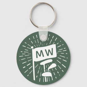 Porte-clés Monogrammes modernes Rétro Initiales Clubs de Golf