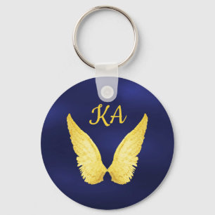 Porte-clés Monographie d'ailes d'anges d'or bleu