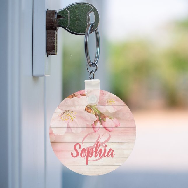 Porte-clés Monographie de fleurs de cerisier rose pastel (Créateur téléchargé)