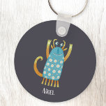 Porte-clés Monster Nigel Custom Name<br><div class="desc">A cute little monster,  perfect for a themed party favor bag,  or for Halloween,  or any other day!
Personalize by changing or removing the name.</div>