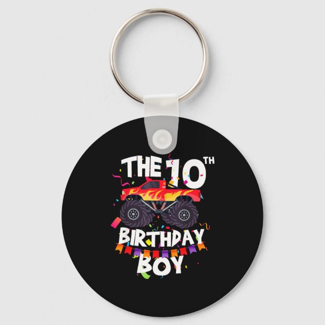 Porte-clés Monster Truck 10th Birthday Boy Funny 10 Years Old (Recto)