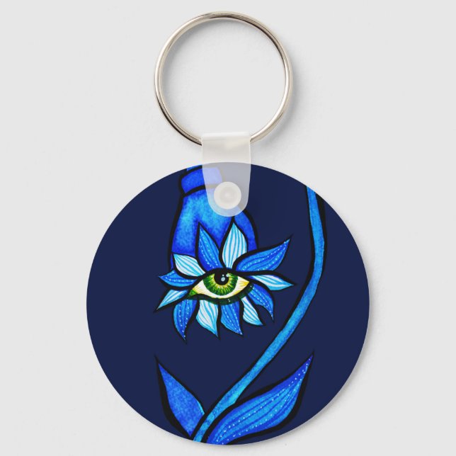 Porte-clés Monstre à fleur d'oeil bleu éffrayant - Art d'horr (Recto)