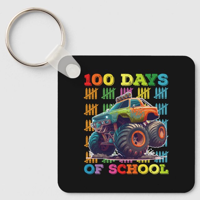 Porte-clés Monstre de camion de 100 jours d'école enseignant  (Recto)
