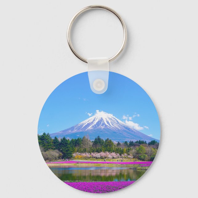Porte-clés Mont Fuji Arbres et Fleurs (Recto)