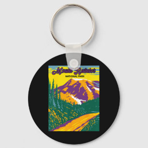 Porte-clés Mont Rainier Parc National Rétro Randonnée Camping