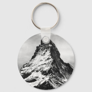 Porte-clés Montagne alpine iconique Matterhorn noir et blanc