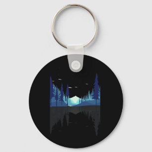 Porte-clés Montagnes au clair de lune Nature Arbres Faune For