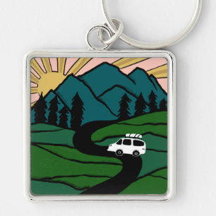 Porte-clés Montagnes Campervan Vanlife RV Sunrise