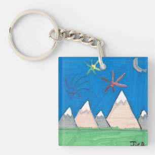 Porte-clés Montagnes et Feux d'Artifice