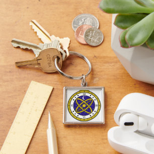Porte-clés Montre de poche céleste Vectoriel avec doré
