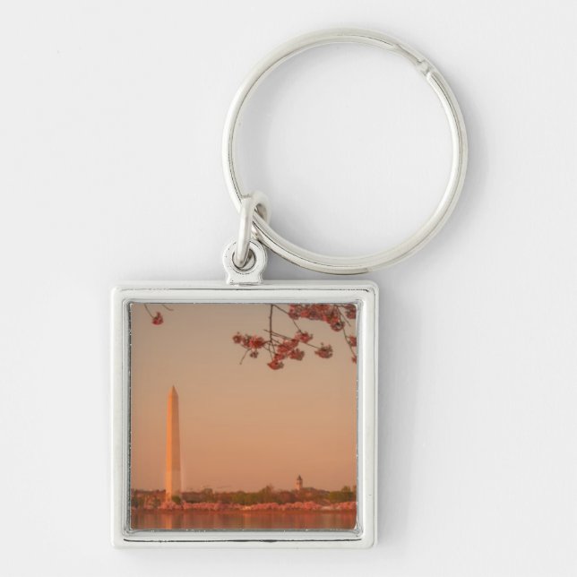 Porte-clés Monument de Washington Sakura au coucher du soleil (Devant)