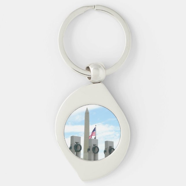 Porte-clés Monument Washington et mémorial de la Seconde Guer (Devant)