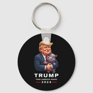 Porte-clés Moo Deng Hippopotamus soutient Donald Trump 2024 F
