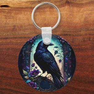 Porte-clés Moonlit Raven Suite de mariage floral gothique.