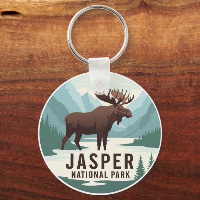 Porte-clés Moose in Jasper Parc national du Canada Voyage au  (Recto)