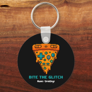 Porte-clés Mords le Bug Retro 8-Bit Pixel Pizza Joueur