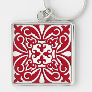 Porte-clés Moroccan tile - dark red and white